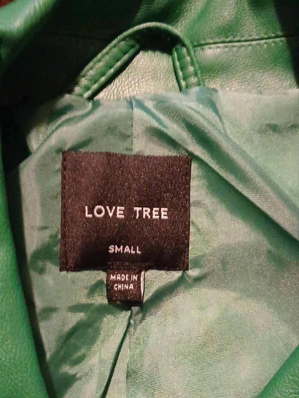 Love Tree Bright Green Faux Leather Moto Jacket - Picture 2 of 4